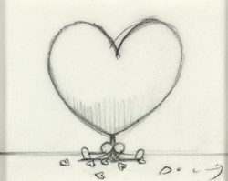 Tree of Hearts (study) by Doug Hyde - Original Drawing on Mounted Paper sized 4x3 inches. Available from Whitewall Galleries